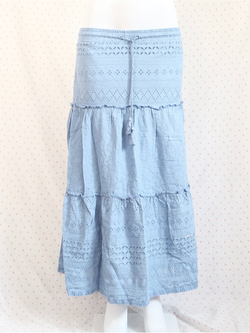 Y2k boho maxi blue lace skirt